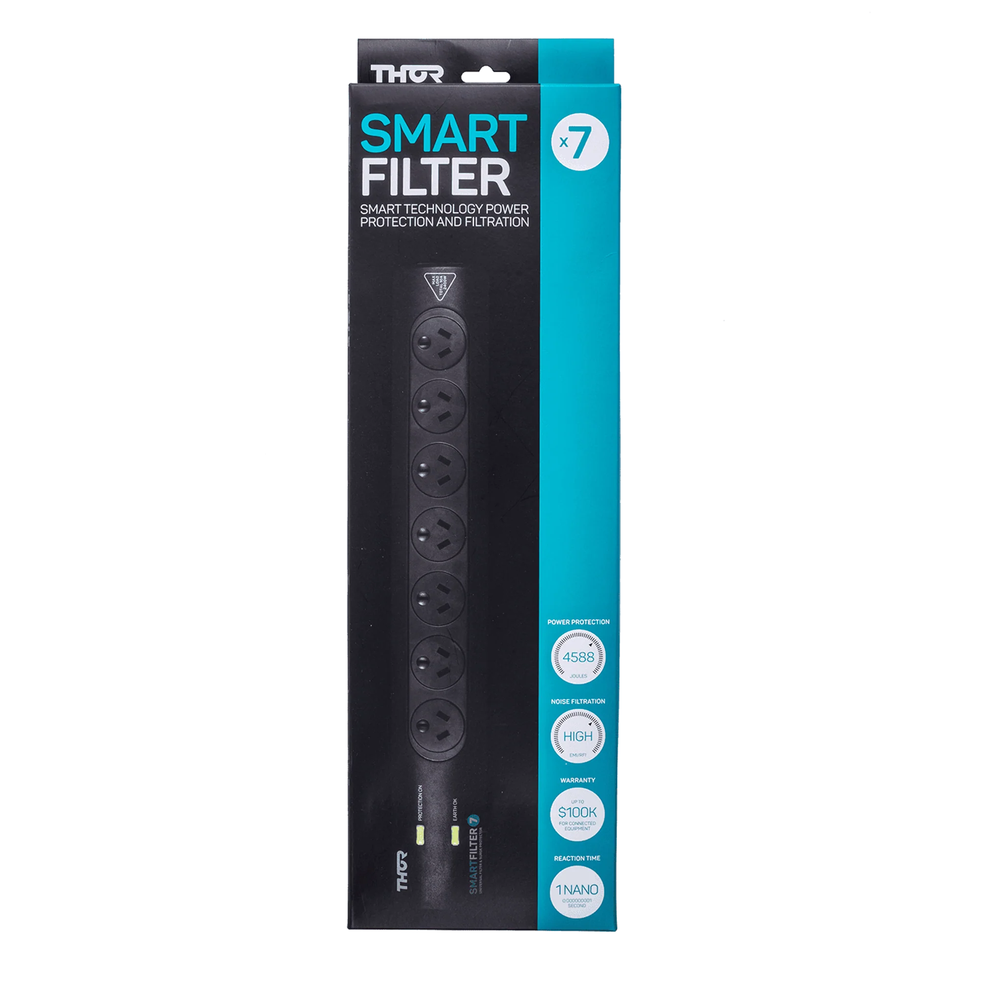 THOR D1/45B 7-Way Surge Protector with Smart Filtration - Image 3